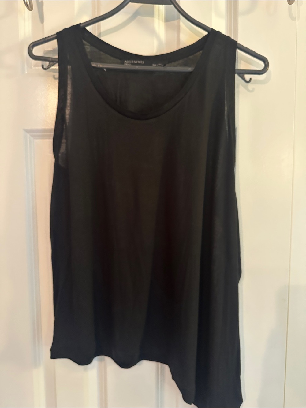 AllSaints Black Sheer Scoop Neck Tank